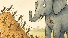 Banc: Un mușuroi de furnici vs elefant