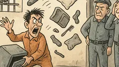 Banc: Un condamnat strigă în celulă...